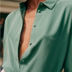 Sezane Ann silk shirt Sage XS 34